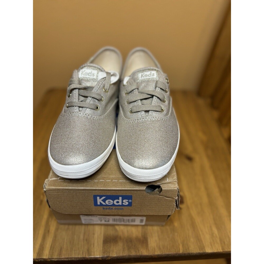 Keds Women's Gold Canvas Lace-Up Round Toe Ankle Flats Size 7 New